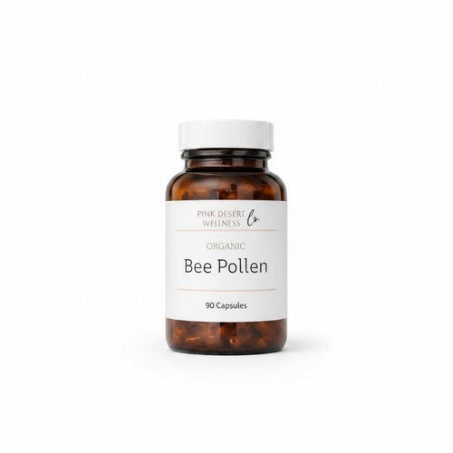 Bee Pollen Capsules white background product photo